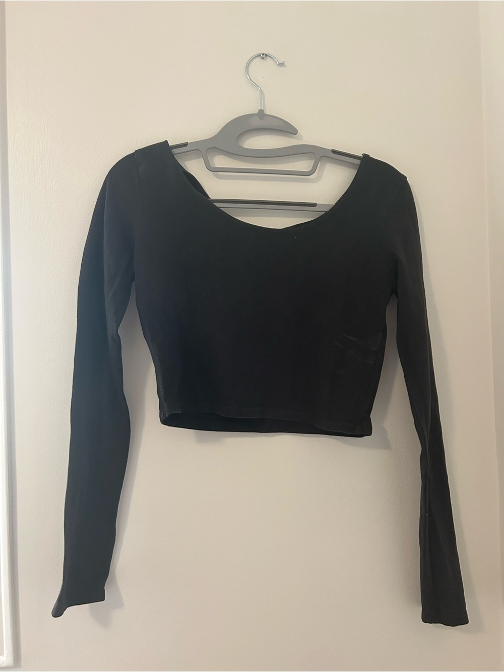 Brandy Melville Black Long Sleeve Cropped Top